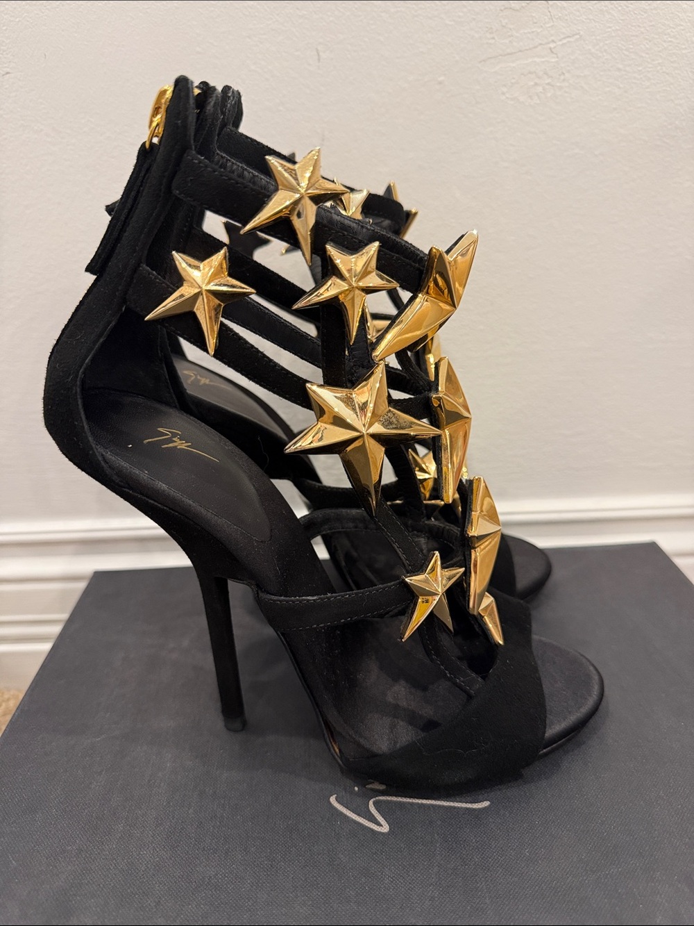 Giuseppe Zanotti Black Suede Star Heels | EU 37 | NEW | Iconic Design - Picture 12 of 12